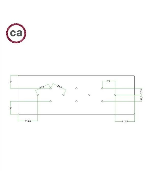 Rosetón XXL rectangular Ros One con 10 agujeros
