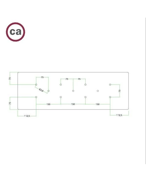 Rosetón XXL rectangular Ros One con 11 agujeros