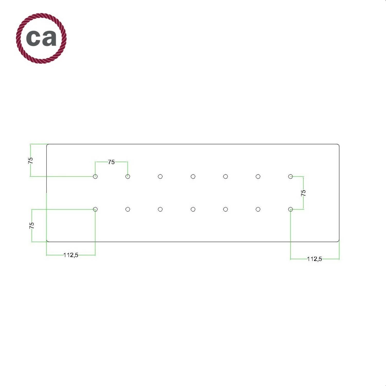 Rosetón XXL rectangular Ros One con 14 agujeros