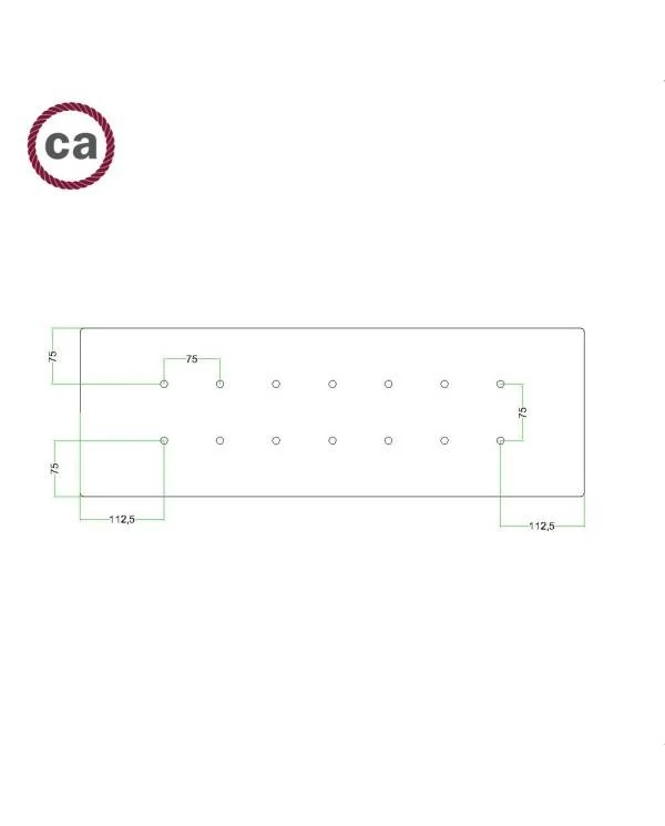 Rosetón XXL rectangular Ros One con 14 agujeros