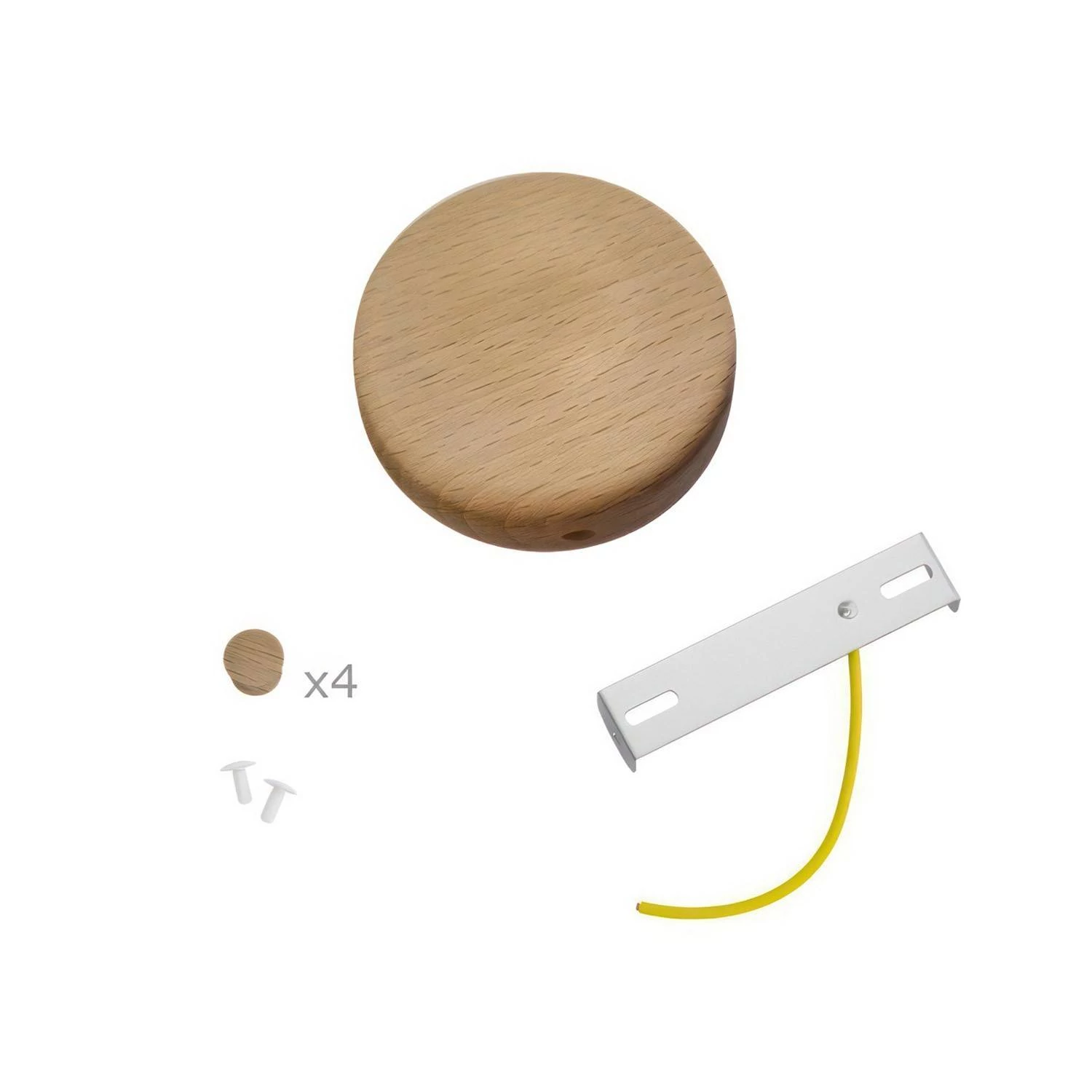 Kit Mini rosetón cilíndrico de madera con 4 agujeros laterales