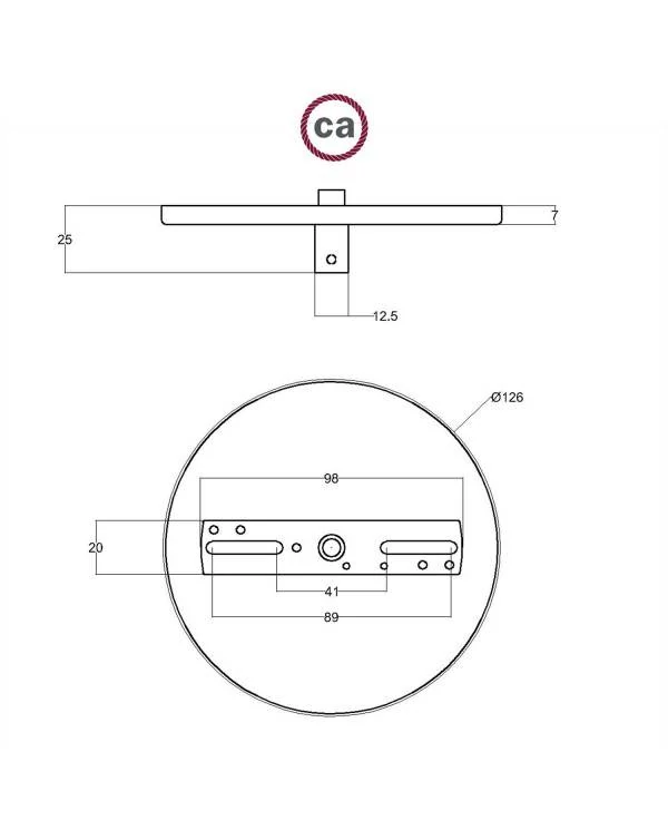 Rosetón para empotrar en pared con 1 agujero central