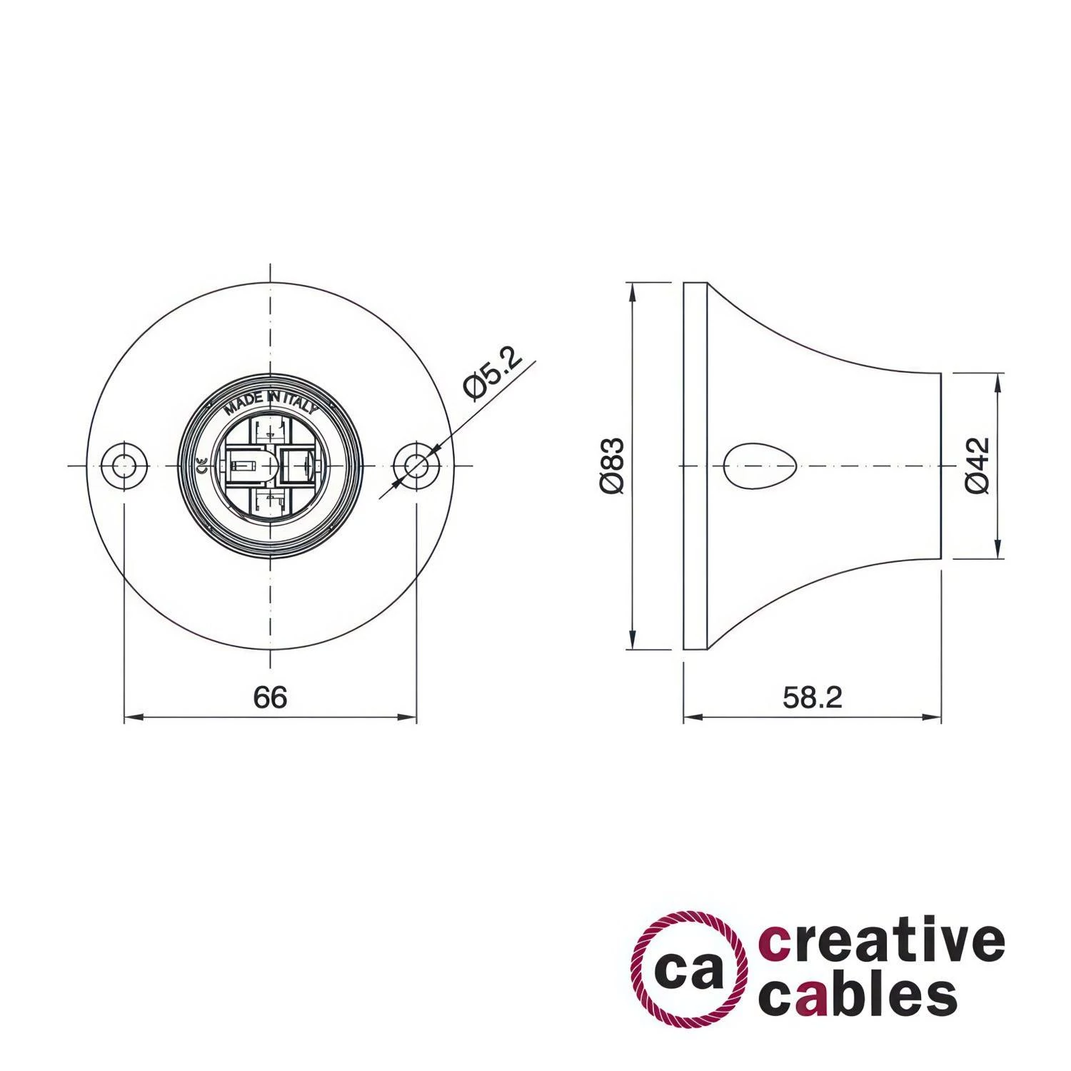 Portalámparas de 90 ° para pared o techo