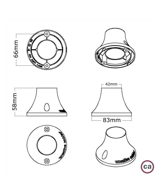 Portalámparas metálico para pared o techo