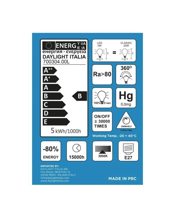 Bombilla LED Globo G140 Bumped Smoky Filamento Espiral