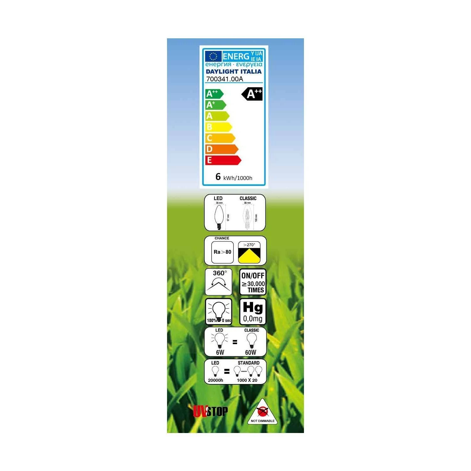 Bombilla Filamento Led Oliva Milky 6W E14 2700K