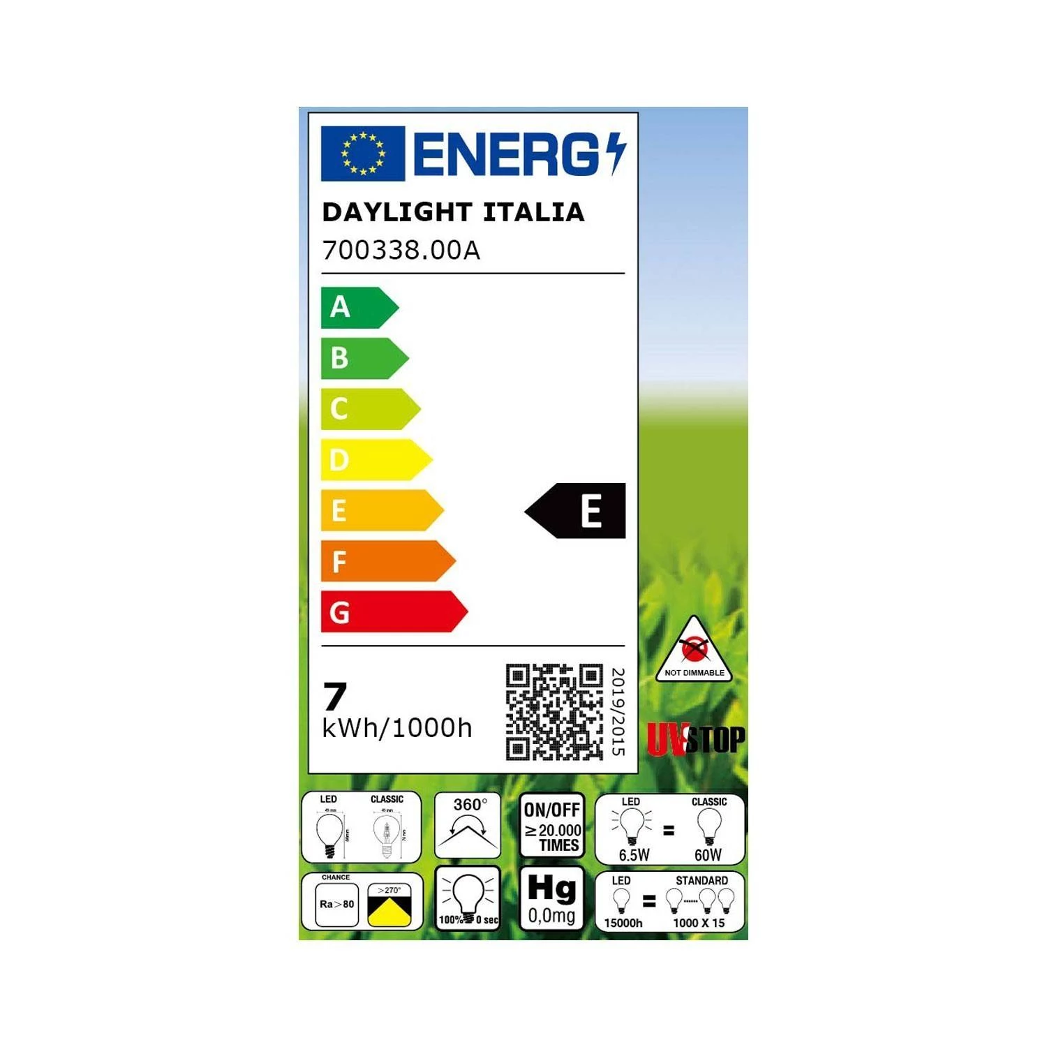 Bombilla de filamento led esfera Clear 6.5W E14 2700K
