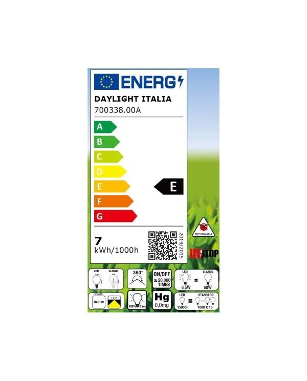 Bombilla de filamento led esfera Clear 6.5W E14 2700K