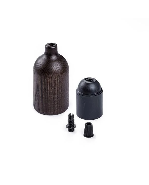 Kit portalámparas E27 de madera con abrazadera de cable oculta