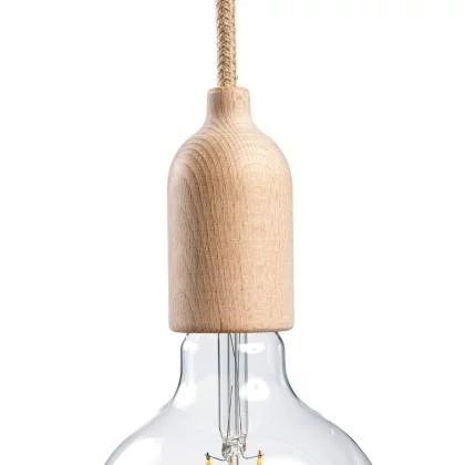Kit portalámparas E27 de madera con abrazadera de cable oculta