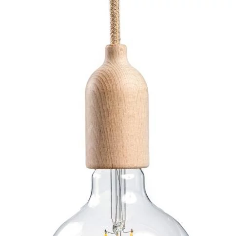 Kit portalámparas E27 de madera con abrazadera de cable oculta