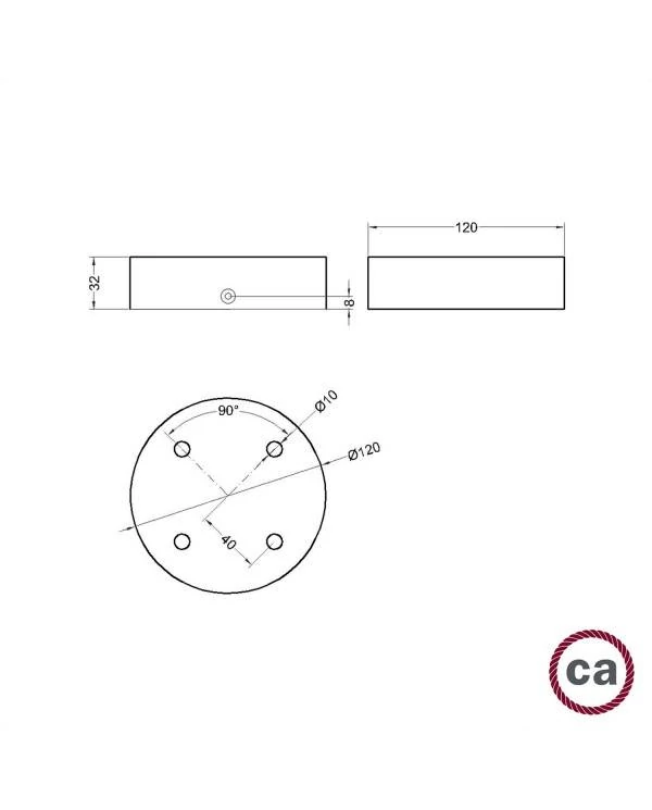 Kit rosetón cilíndrico de madera con 4 agujerosi