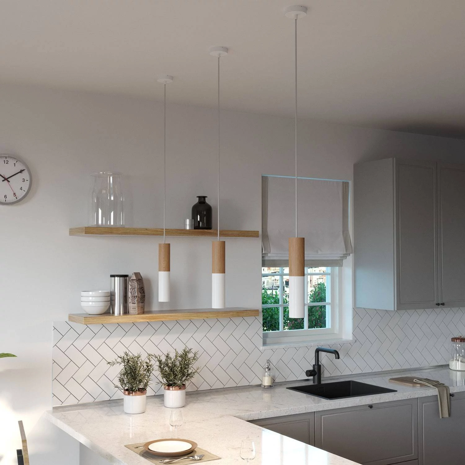 Pantalla en madera y metal Tub E15