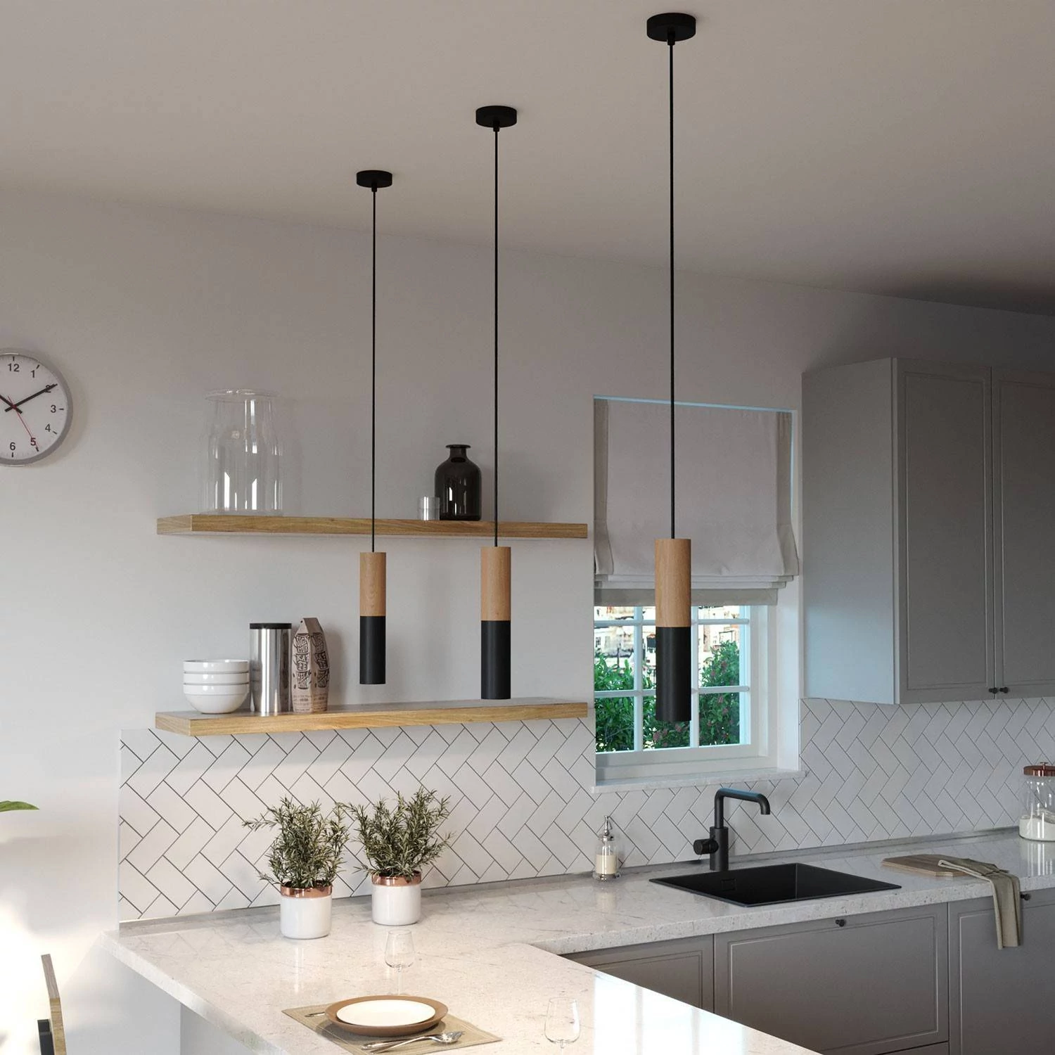 Pantalla en madera y metal Tub E15