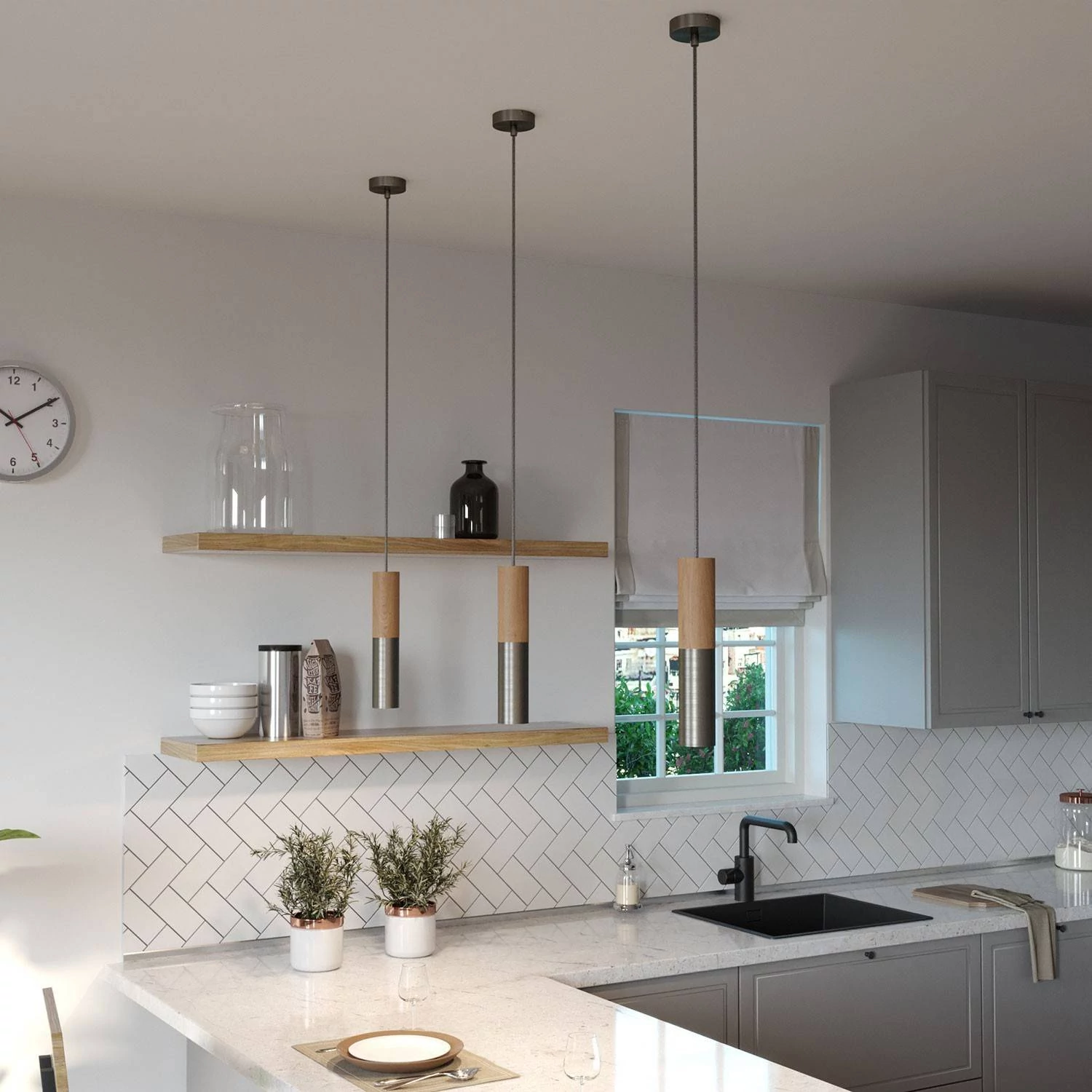 Pantalla en madera y metal Tub E15