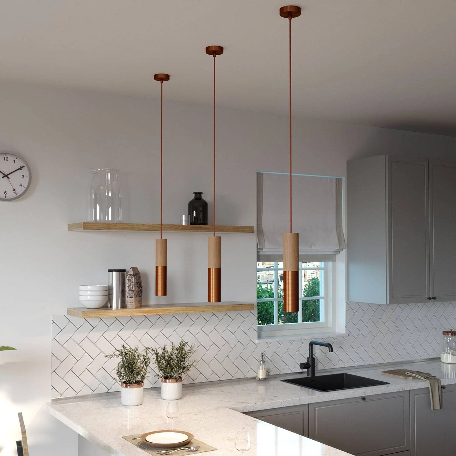 Pantalla en madera y metal Tub E15