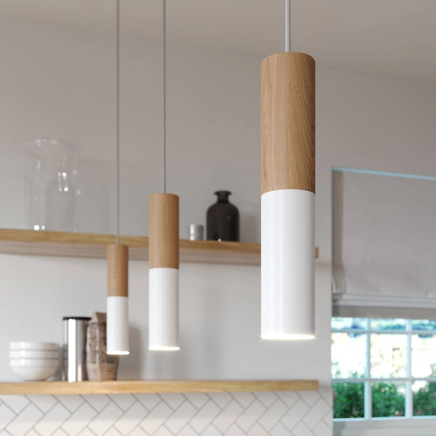 Pantalla en madera y metal Tub E15