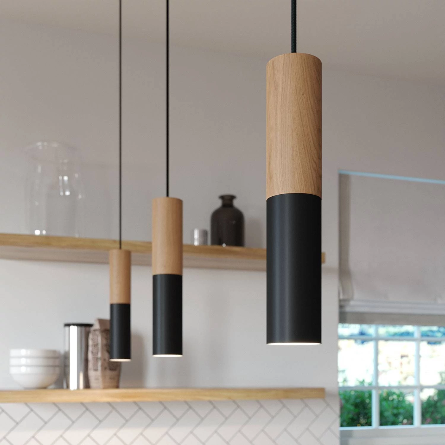 Pantalla en madera y metal Tub E15