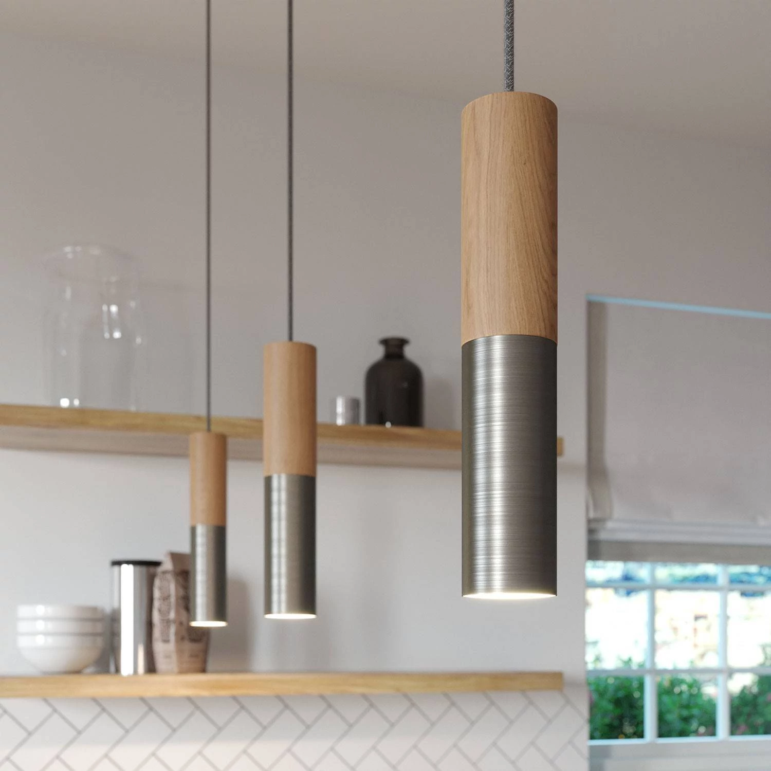 Pantalla en madera y metal Tub E15
