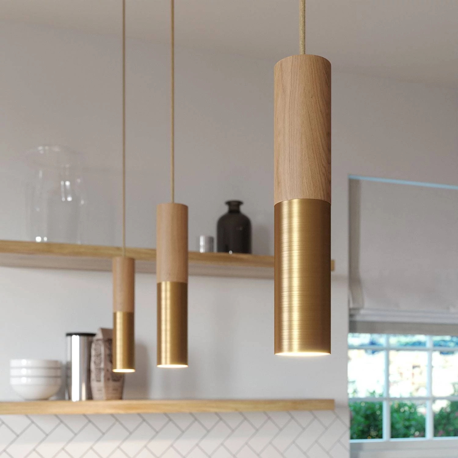 Pantalla en madera y metal Tub E15