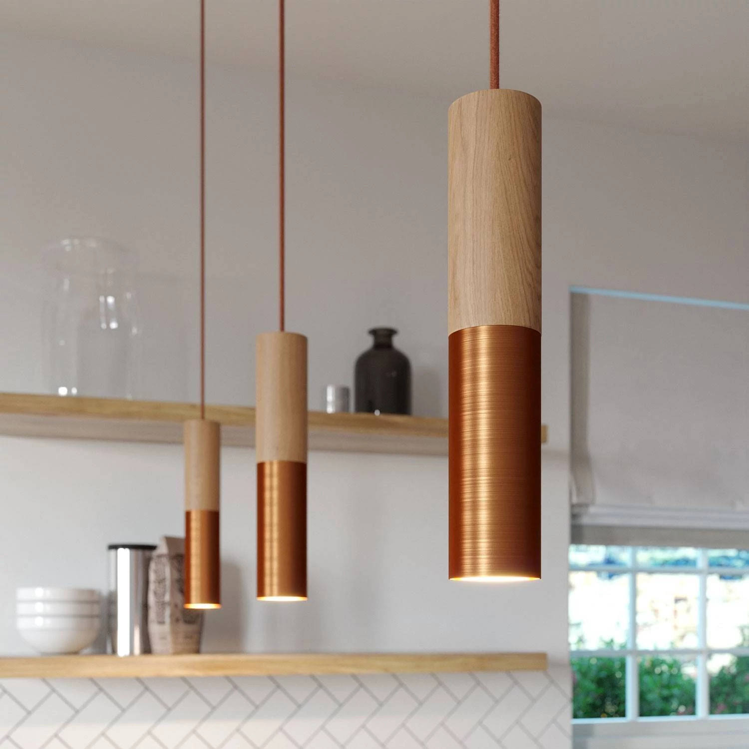 Pantalla en madera y metal Tub E15