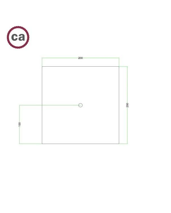 Rosetón Rose-One cuadrado, 200 mm con 1 agujero y 4 agujeros laterales - PROMO
