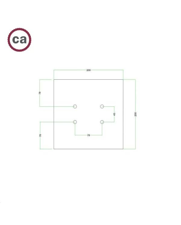 Rosetón Rose-One cuadrado, 200 mm con 4 agujeros y 4 agujeros laterales - PROMO