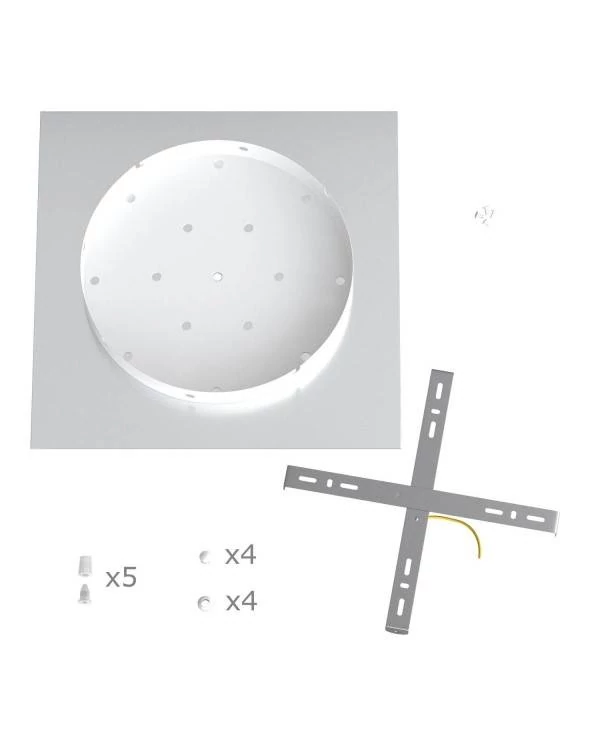 Rosetón XXL Rose-One cuadrado, 400 mm con 5 agujeros en linea y 4 agujeros laterales - PROMO