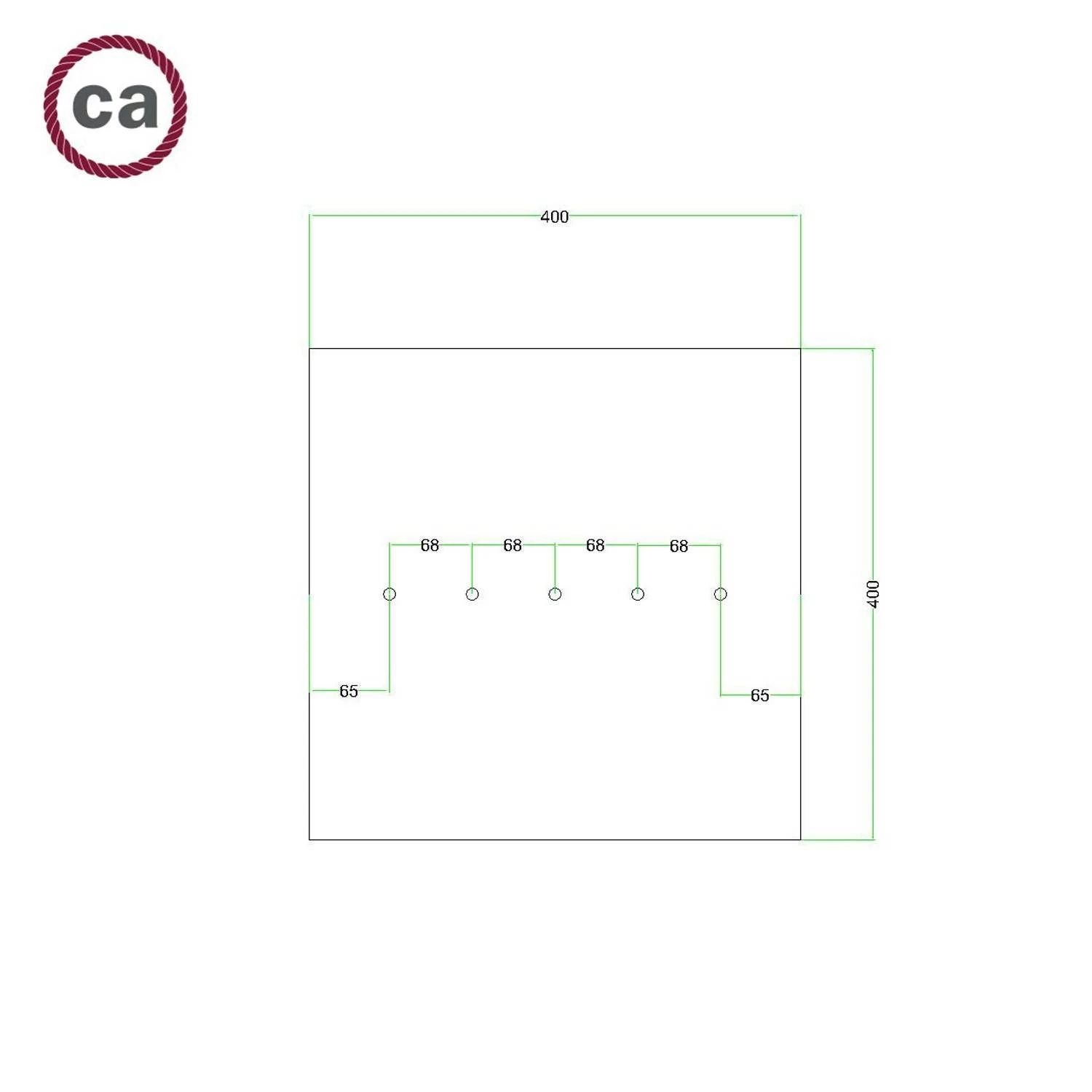 Rosetón XXL Rose-One cuadrado, 400 mm con 5 agujeros en linea y 4 agujeros laterales - PROMO