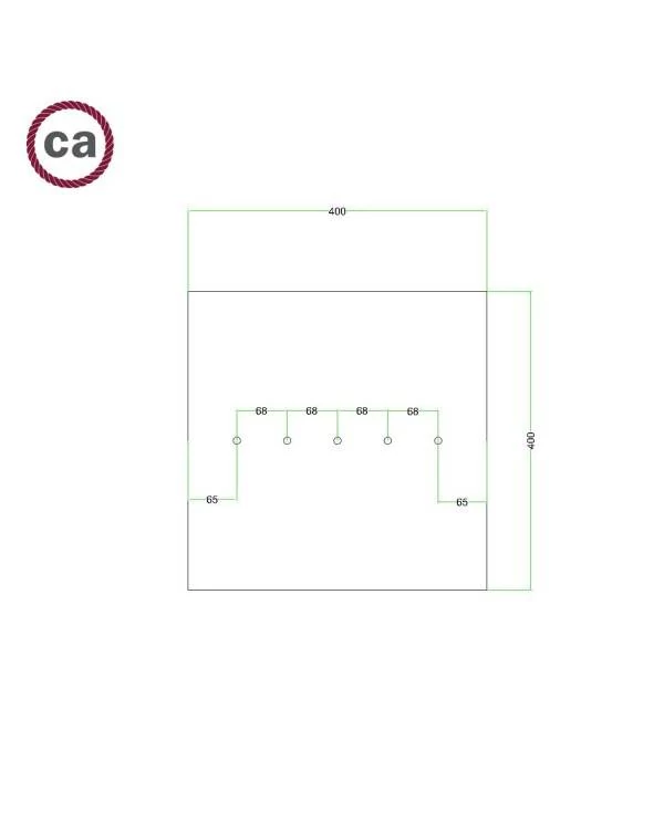 Rosetón XXL Rose-One cuadrado, 400 mm con 5 agujeros en linea y 4 agujeros laterales - PROMO