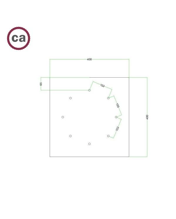 Rosetón XXL Rose-One cuadrado, 400 mm con 8 agujeros y 4 agujeros laterales - PROMO