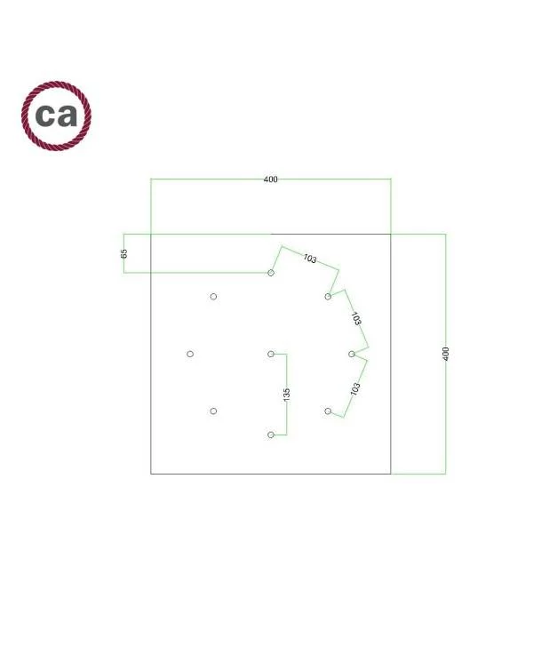 Rosetón XXL Rose-One cuadrado, 400 mm con 9 agujeros y 4 agujeros laterales - PROMO