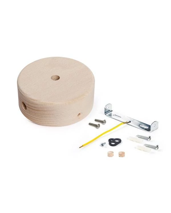 kit mini rosetón de madera con 1 agujero central y 2 laterales
