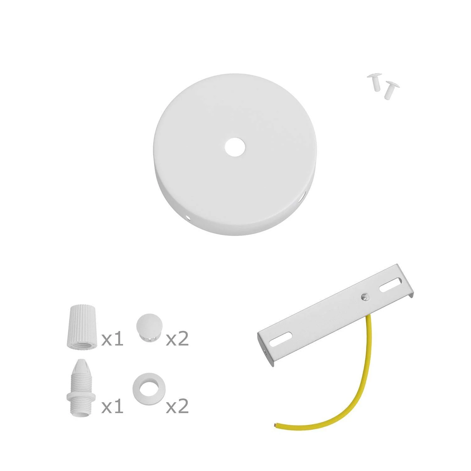 Kit mini rosetón de metal con 1 agujero central y 2 laterales