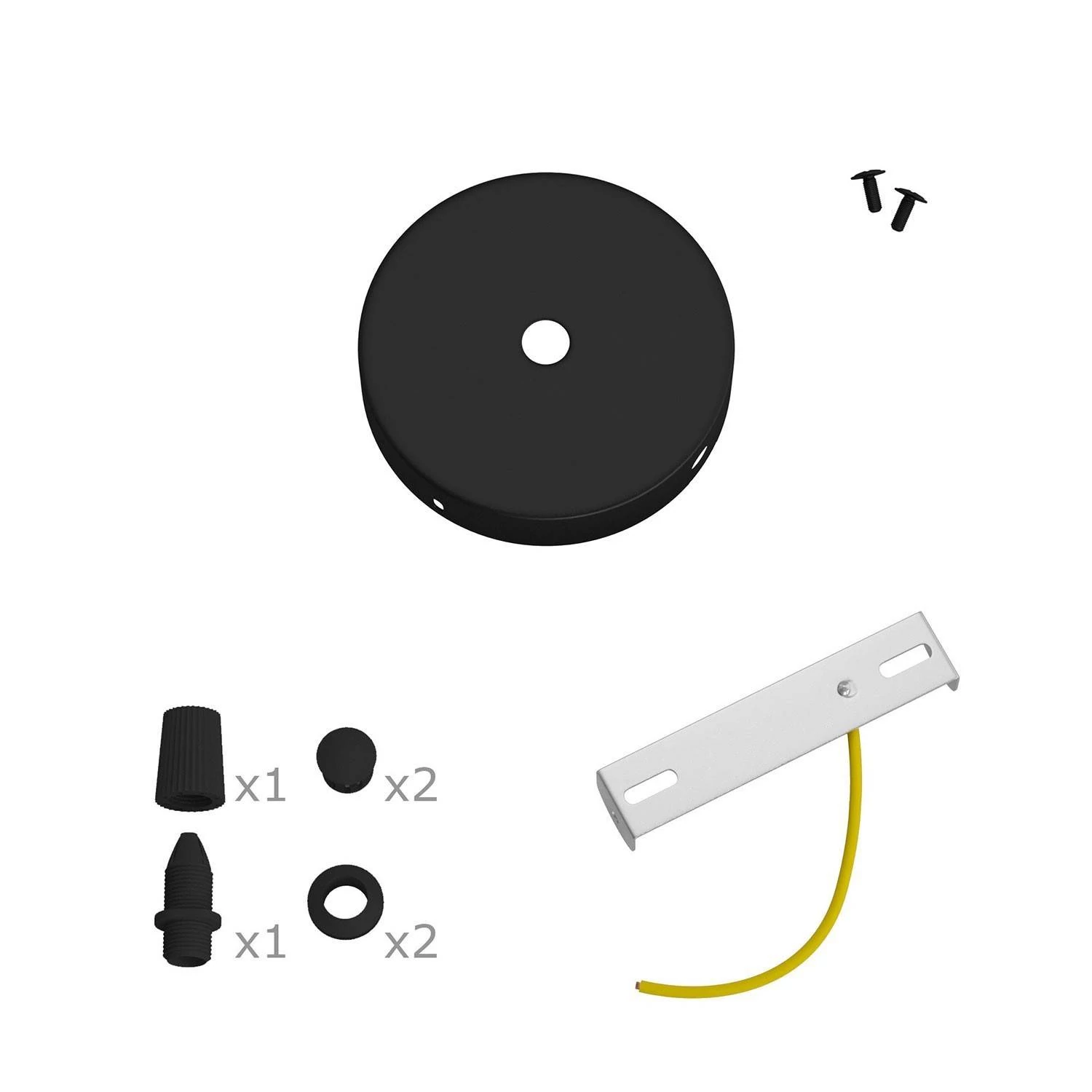 Kit mini rosetón de metal con 1 agujero central y 2 laterales