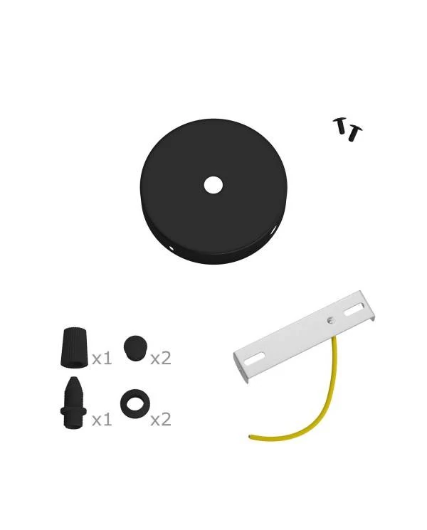 Kit mini rosetón de metal con 1 agujero central y 2 laterales