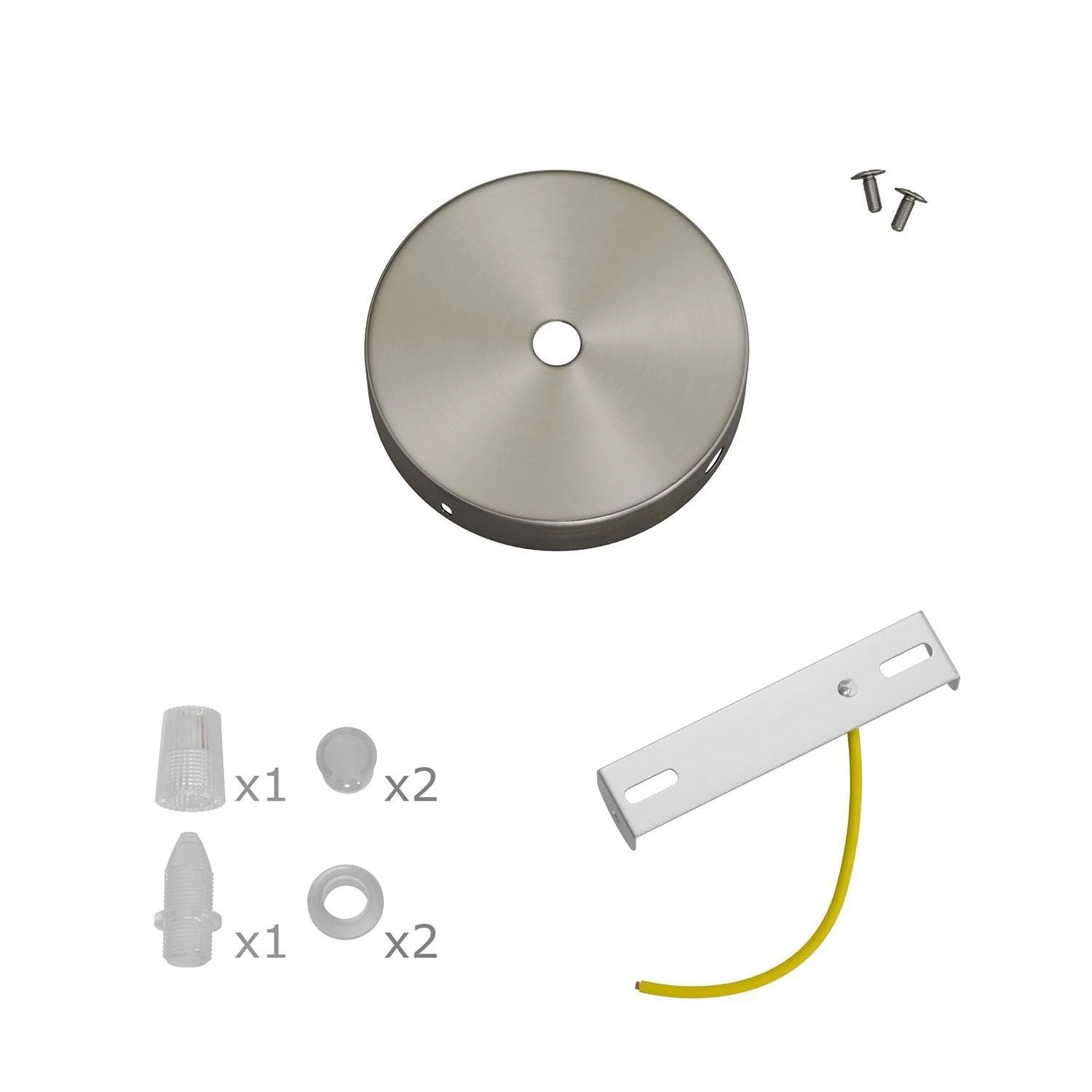 Kit mini rosetón de metal con 1 agujero central y 2 laterales