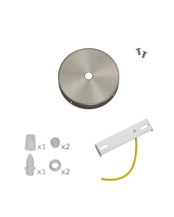Kit mini rosetón de metal con 1 agujero central y 2 laterales