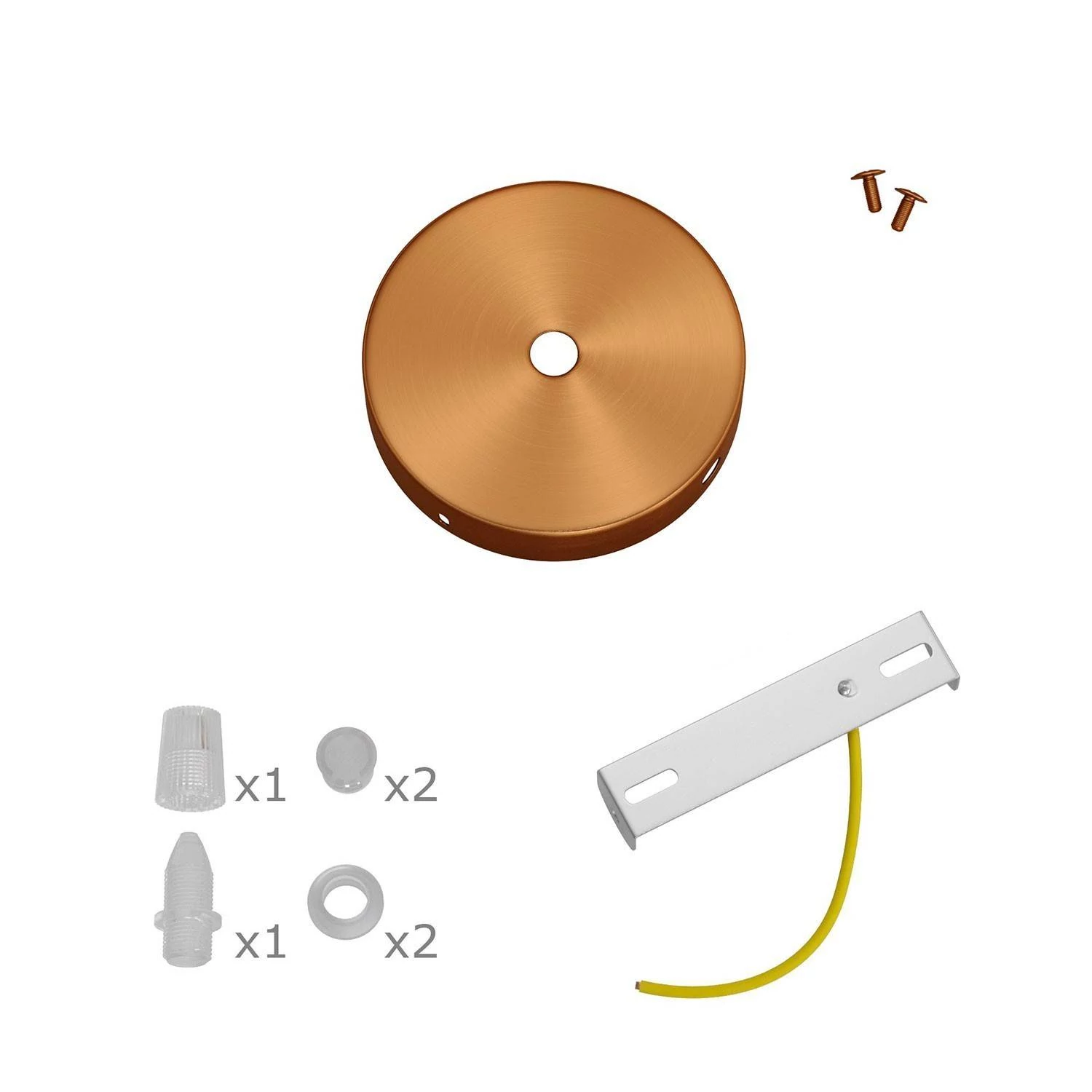 Kit mini rosetón de metal con 1 agujero central y 2 laterales