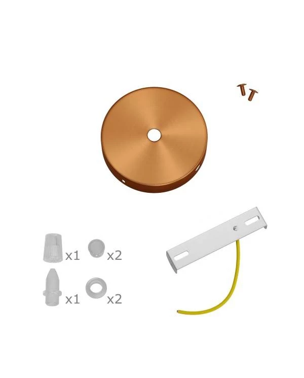 Kit mini rosetón de metal con 1 agujero central y 2 laterales
