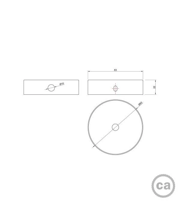 Kit mini rosetón de metal con 1 agujero central y 2 laterales