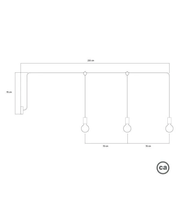 Lámpara de exterior de 3 luces con rosetón  - E-Snake
