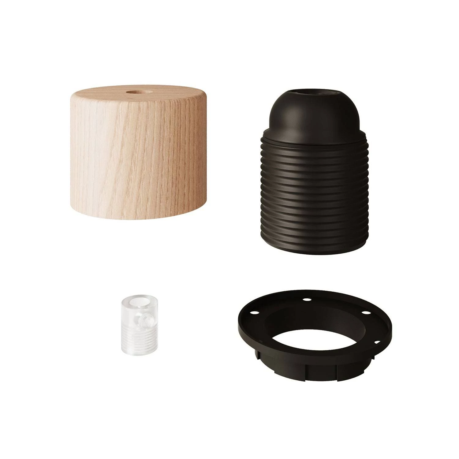 Portalámparas cilíndrico de madera E27 para pantalla