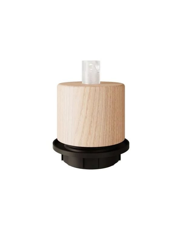 Portalámparas cilíndrico de madera E27 para pantalla