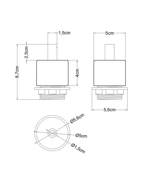 Portalámparas cilíndrico de madera E27 para pantalla