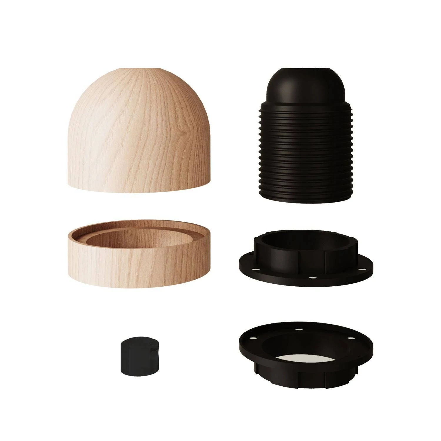 Portalámparas E27 de madera roscado para pantalla