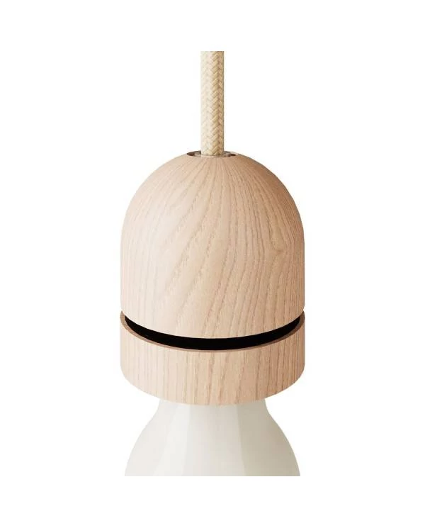 Portalámparas E27 de madera roscado para pantalla