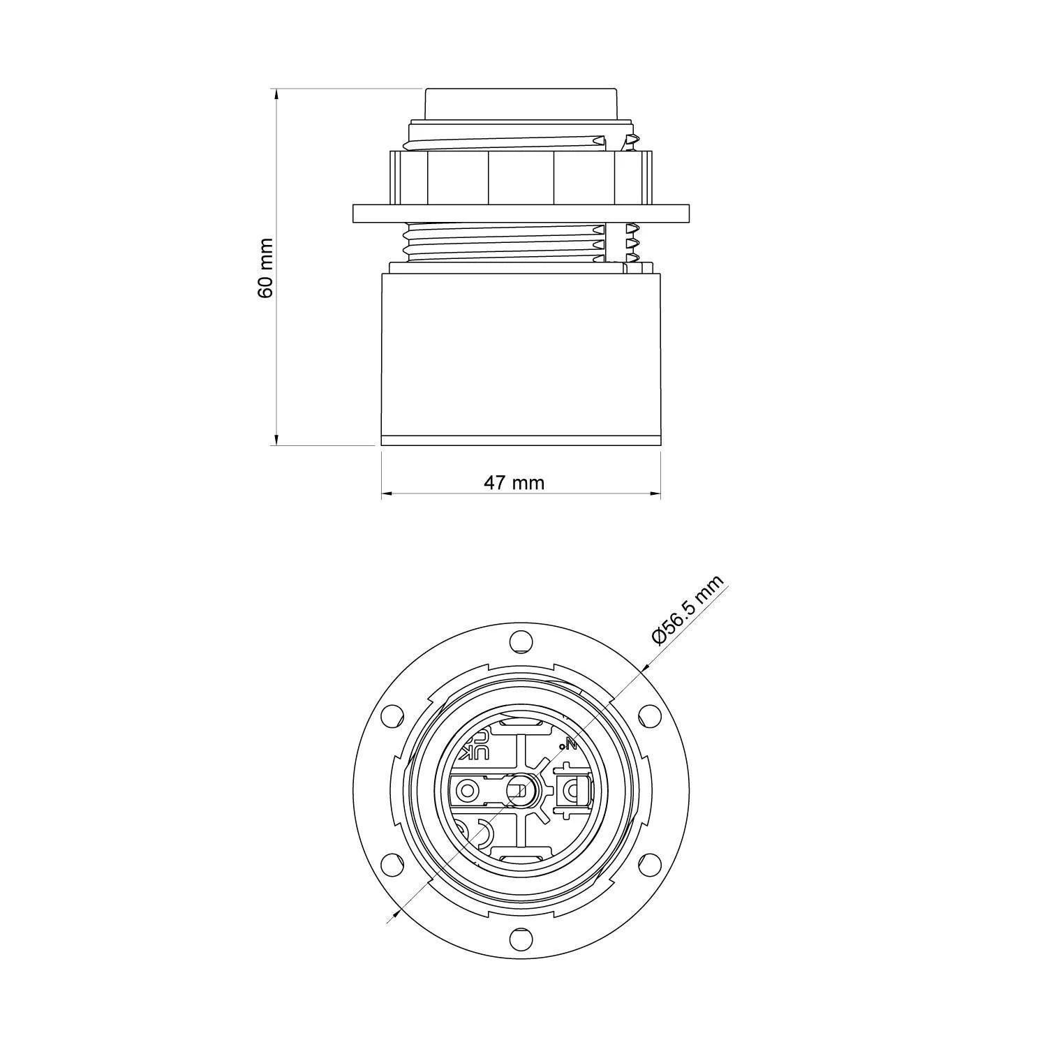 Portalámpara E27 para pantalla de pared o techo IP44
