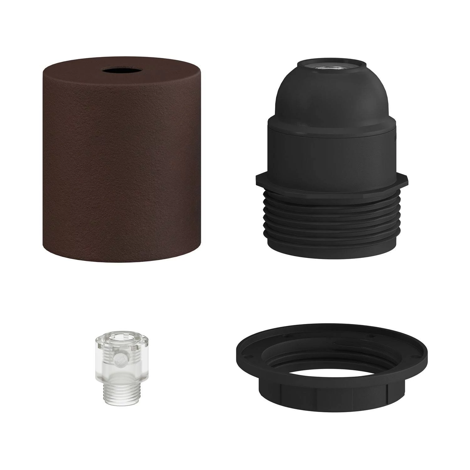 Kit portalámparas E27 semi-roscado con abrazadera de cable oculta