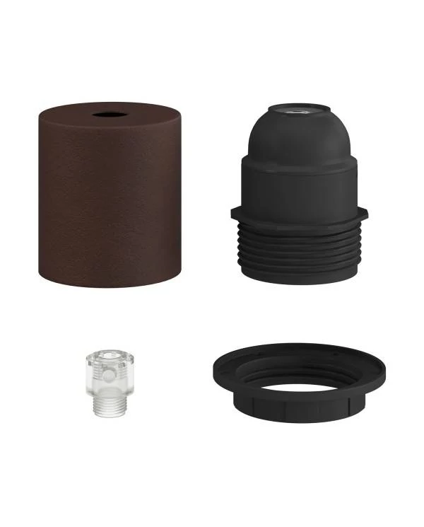 Kit portalámparas E27 semi-roscado con abrazadera de cable oculta